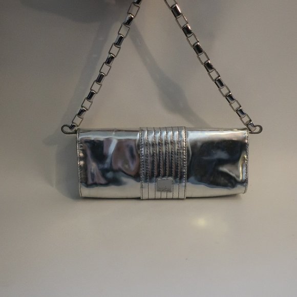 Womens Kooba Silver Chain Strap Leather Clutch Handbag * - Picture 6 of 16